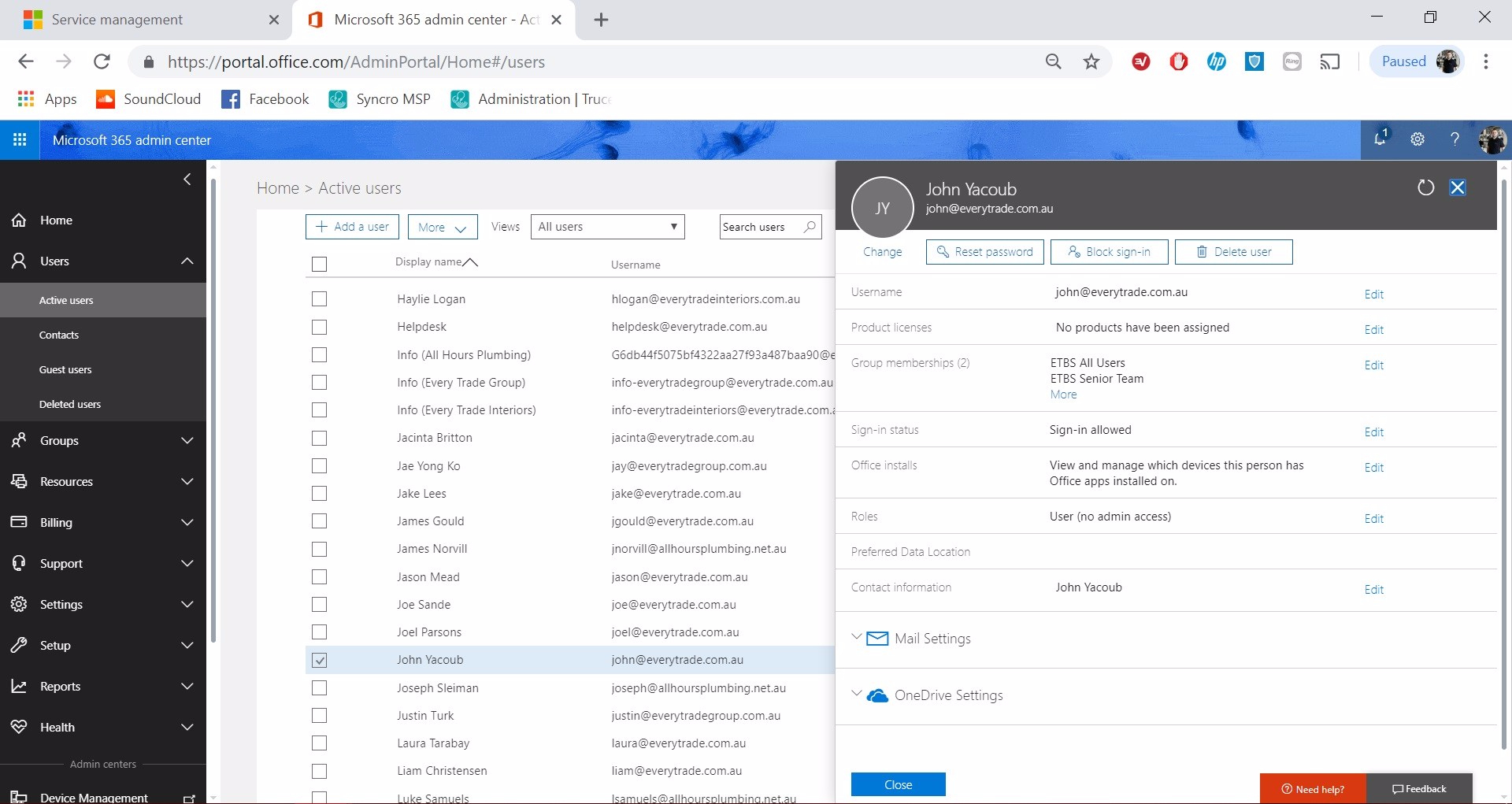 microsoft 365 admin center active users