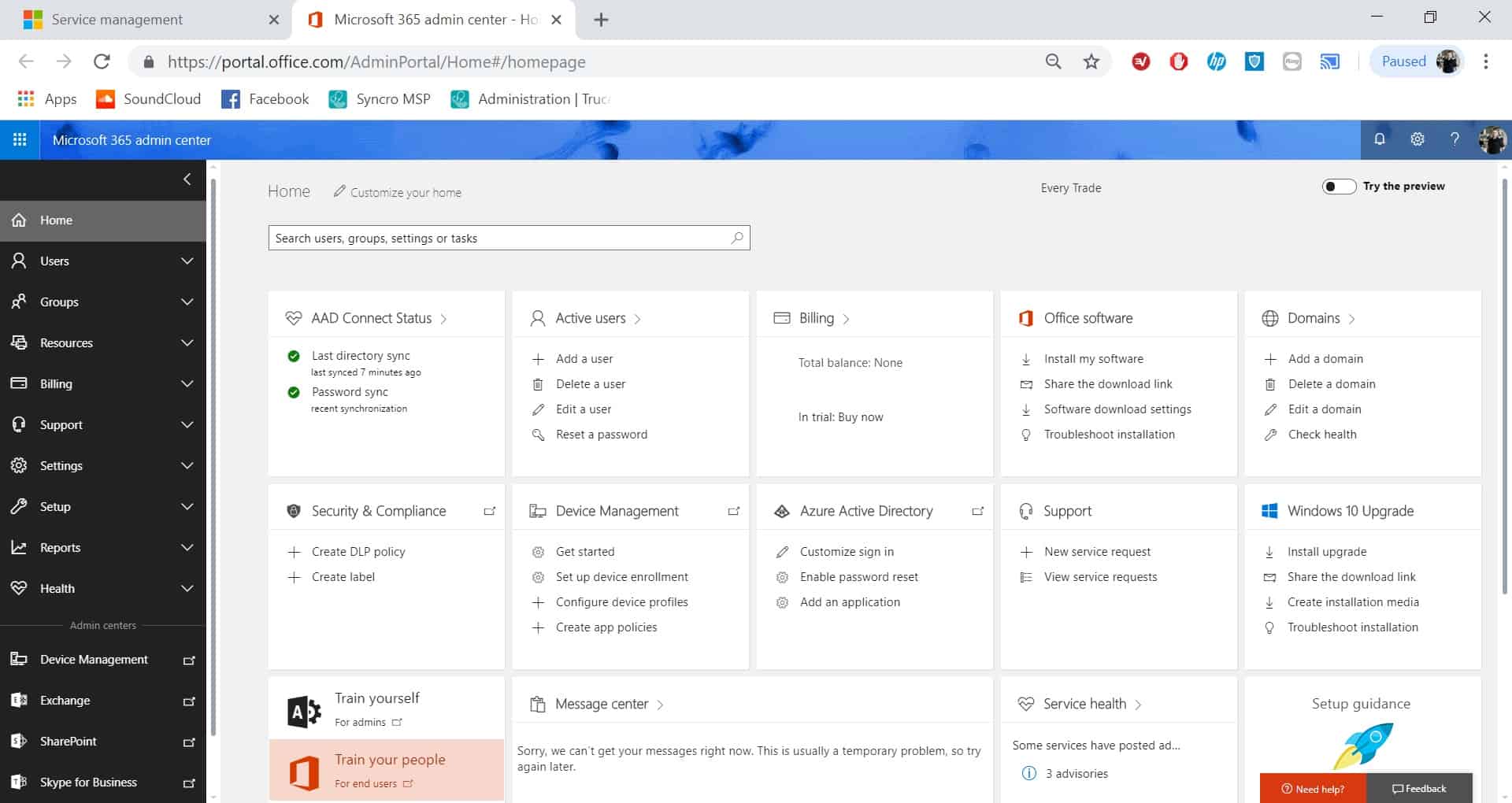 microsoft 365 admin center