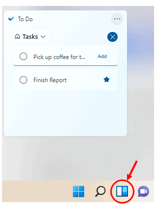 Windows 11, To do Widget
